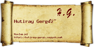 Hutiray Gergő névjegykártya